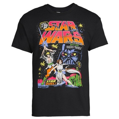 Star Wars Mens' Star Duel Luke And Leia Comic Book Cover Graphic T-Shirt Adult