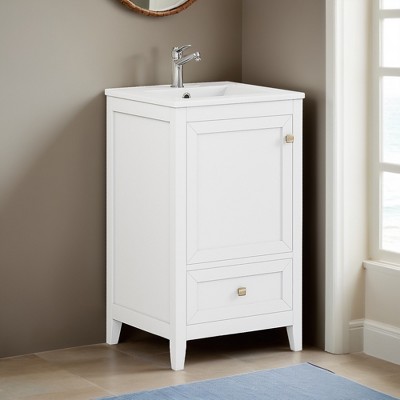 20" Bathroom Vanity with Sink, Bathroom Cabinet with Soft Closing Door, Storage Rack and A Drawer - Leovsnove