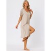 cheibear Women's Nightgown Button Down Short Sleeve Soft Modal Loose Pajama Sleepshirt - 2 of 4