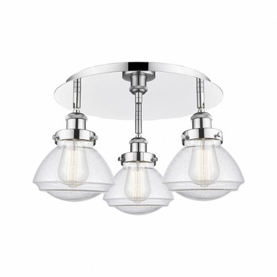 Olean - 3 Light Flush Mount In Art Deco Style-8 Inches Tall and 18.25 Inches Wide