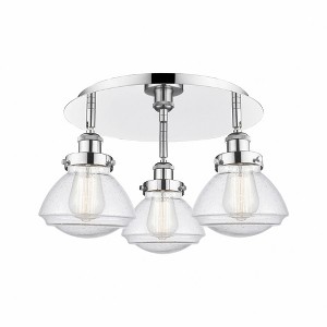 Olean - 3 Light Flush Mount In Art Deco Style-8 Inches Tall and 18.25 Inches Wide - 1 of 1