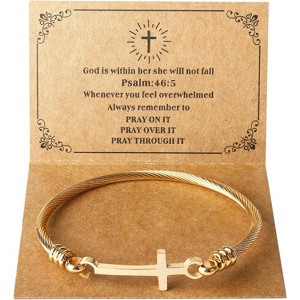Christian Cross Bracelet Inspirational Bracelets For Women Stainless Steel Jewelry - 1 of 4