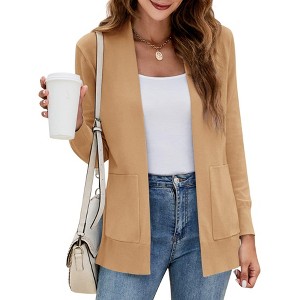 Imily Bela Womens Knit Open Front Long Sleeve Cardigan Sweater with Pockets - 1 of 4