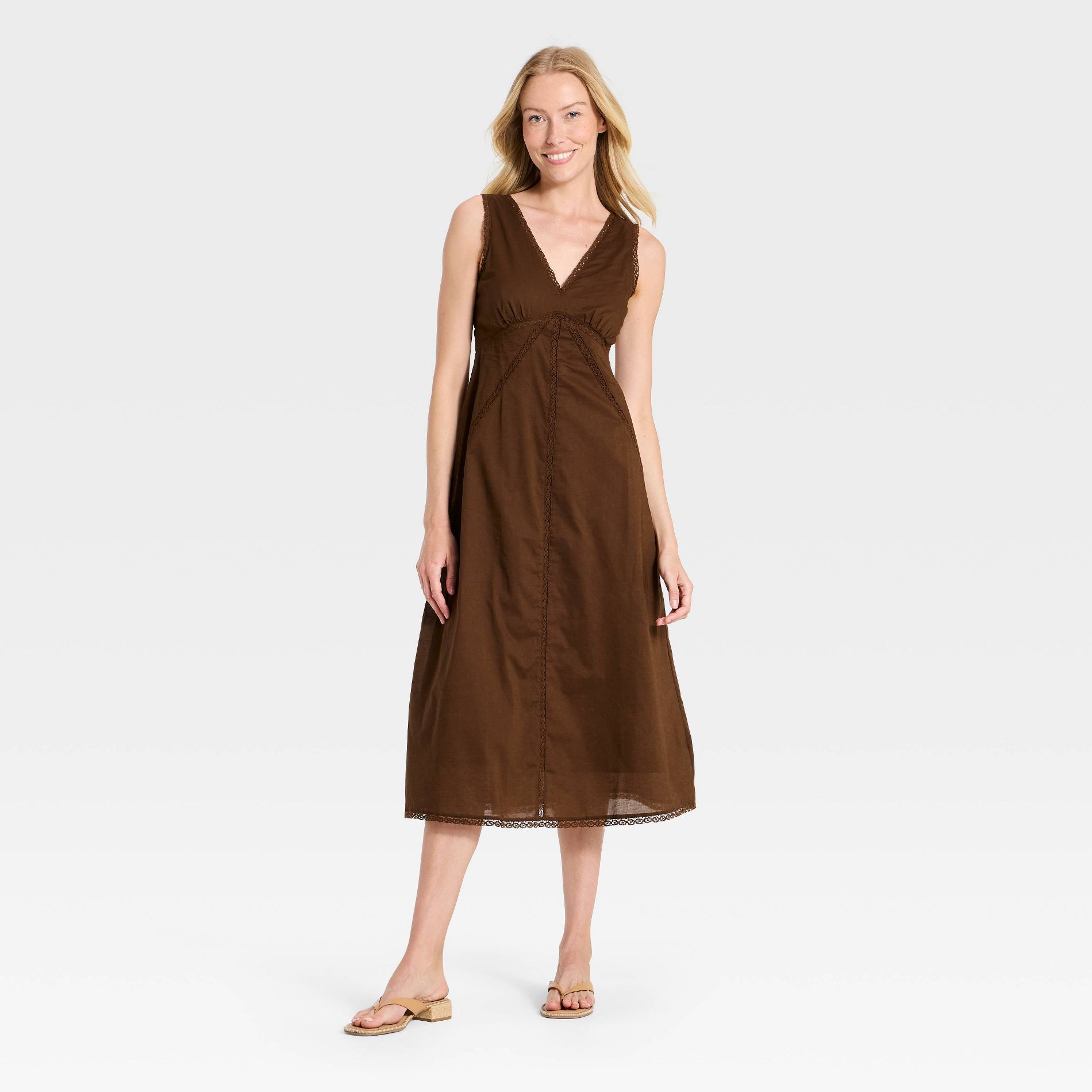 Women's Lace Trim Midi Slip Dress - Universal Thread