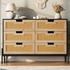 Rattan 6 Drawers Dresser, 47.2''Wx15.7''Dx32.3''H Dresser with Chest of Drawers with Anti-Tipping & Silent Slides for Bedroom, Hallway, Kids Room - 3 of 4