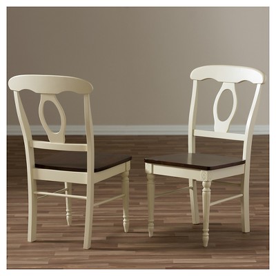 Buttermilk & Cherry Brown Wood Leather Parsons Dining Chair