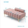 GDFStudio Hilda 53.2" Faux Shearling Upholstery Ottoman with Adjustable Backrest and Gold Metal Legs - 3 of 4