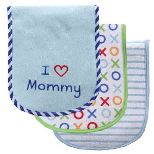 Luvable Friends Baby Boy Cotton Burp Cloths with Fiber Filling 3pk, Blue Mom, One Size - 1 of 1