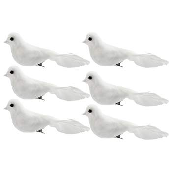 Cornucopia Brands Artificial White Doves, 6pk; Realistic Feathered Decorations for Christmas and Crafts