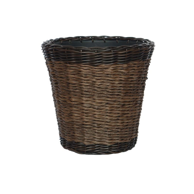 Infinity 13 in. H X 14 in. D Plastic Woven Wicker Planter Brown, 1 of 2