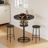 VECELO Round Bar Table Counter Height Table with Wine Rack - 2 of 4