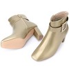 BLISSFUL STEP Women's Square Toe Chunky Heel Rhinestone Buckle Decor Ankle Boots - 2 of 4