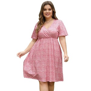 Women's V Neck A-Line Knee Length Wrap Dress Swing Dresses - 1 of 1