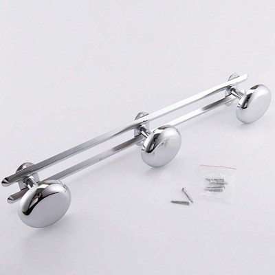 Chrome Wall-Mounted 3-Hook Coat and Towel Rack