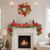 TackView 6FT Pre-Lit Christmas Garland, Xmas Garland with 20 Lights Flowers Ball Ornaments Berries, Xmas Decorations for Indoor Outdoor Decoration - 3 of 4