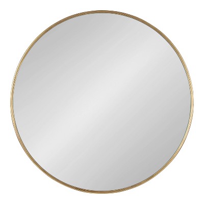 Caskill 40" Round Gold Wood Wall Mirror