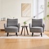 Set of 2 Boucle Accent Chairs with Wooden Legs and Side Storage Pockets, Modern Armchairs for Living Room, Bedroom or Office-Koiai - 3 of 4