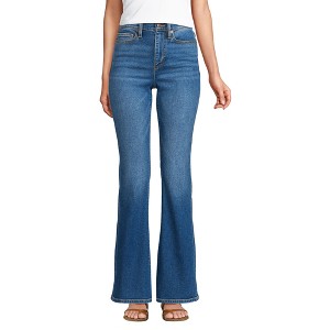 Lands' End Women's Denim High Rise Skinny Flare Jeans - 1 of 4