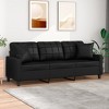 vidaXL Sofa Loveseat Couch Sofa Settee with Throw Pillows Black Faux Leather - 2 of 4
