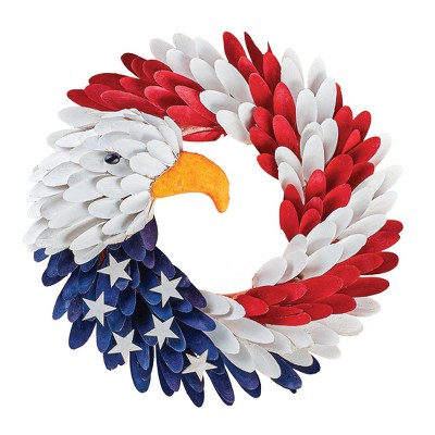 Collections Etc Wooden 4th Of July Patriotic Eagle Door Wreath : Target