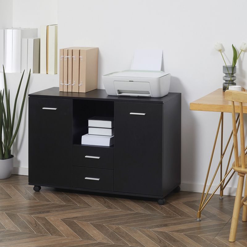 Vinsetto Multifunction Office Filing Cabinet Printer Stand with 2 Drawers, 2 Shelves, & Smooth Counter Surface, 3 of 8