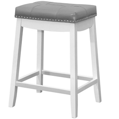 NicBex Set of 2  Bar Stools for Kitchen Island,Leather Counter Bar Stools with Wood legs,Bar Chairs for Dining Rooms,Kitchens Islands,Black/White