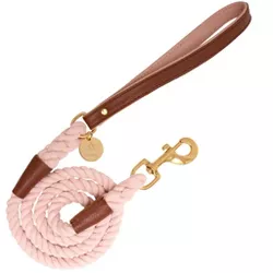 PoisePup – Luxury Pet Dog Leash – Soft Premium Italian Leather and Rope Leash for Small, Medium and Large Dogs - Bella Rose