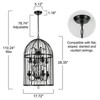 LLHZSY Vintage Industrial Birdcage Crystal Chandelier with Black Metal Cage and Crystal Accents - W17.72" - 4 of 4