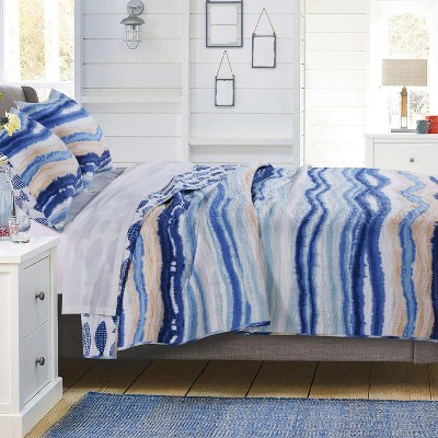 Greenland Home Fashions Crystal Cove Blue Quilt Set, 3-Piece