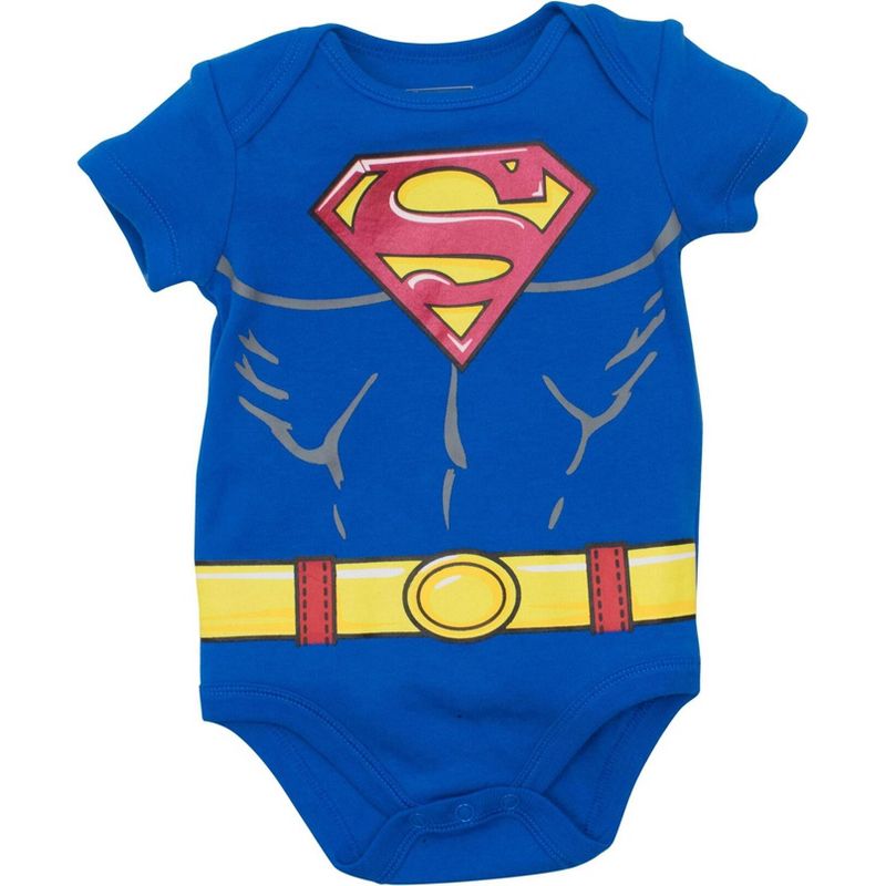 DC Comics Justice League Batman Superman The Flash Baby 5 Pack Costume Bodysuits Newborn to Infant , 2 of 10