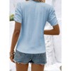 Womens V Neck Puff Sleeve Knit Textured Shirt Tops - 2 of 4