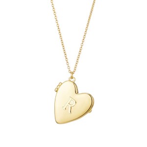Adornia 14k Gold Plated Initial Heart Locket Necklace - 1 of 1