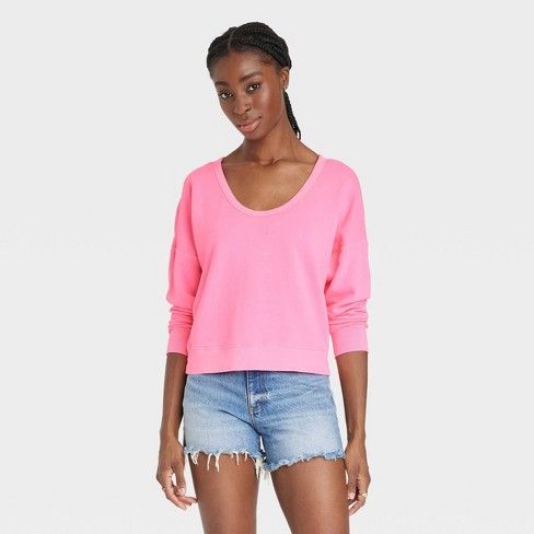 Women's French Terry Scoop Sweatshirt - Universal Thread™ Pink Xl : Target