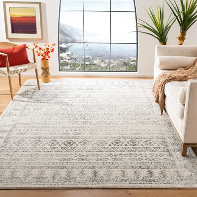 Ivory & Grey Synthetic 8' x 10' Hand-Knotted Area Rug