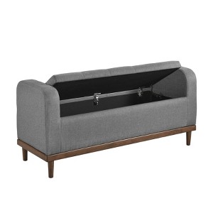 TiramisuBest 62" Modern Tufted Button Storage Bench with Rolled Arms – Upholstered Ottoman for Bedroom, Living Room, Foyer (Grey) - 1 of 4