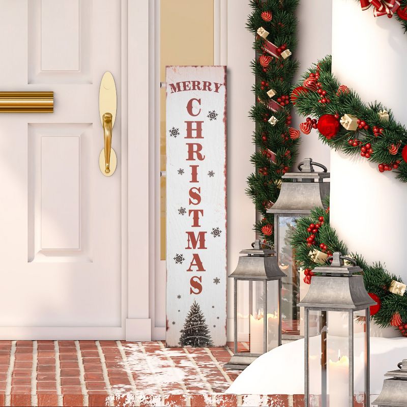 Northlight 36" Merry Christmas Tree and Snowflakes Porch Board Sign Decoration, 2 of 5