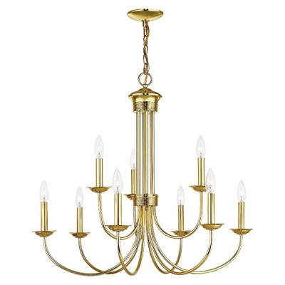 Livex Lighting Estate 9 - Light Chandelier in  Polished Brass