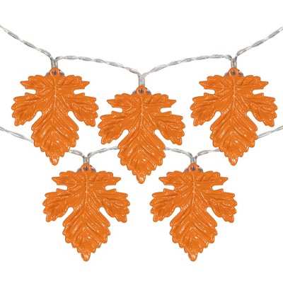 Northlight 10-Count Warm White LED Thanksgiving Metal Leaves Fairy Lights, 5.5ft Copper Wire