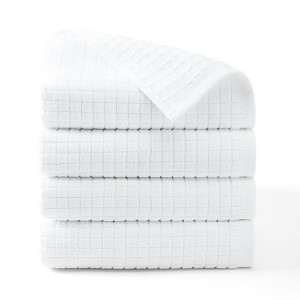 TOWN & COUNTRY EVERYDAY 4-Piece Textured Windowpane Bath Towel Set - 1 of 4