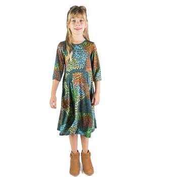 24seven Comfort Apparel Green Knee Length Fit and Flare Girls Comfortable Party Dress