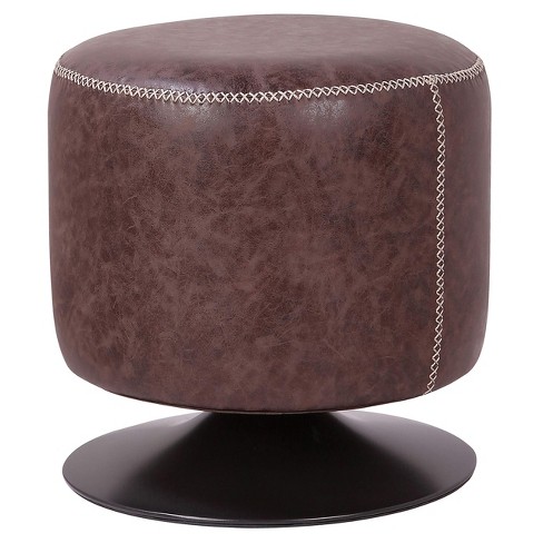 New Pacific Direct Gaia PU Leather Round Ottoman - image 1 of 4