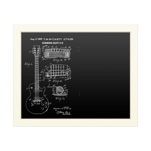 Trademark Fine Art Functional Chalkboard with Printed Artwork - Claire Doherty '1955 Mccarty Gibson Guitar Patent Black' Chalk Board Wall Sign - image 1 of 4