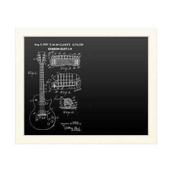 Trademark Fine Art Functional Chalkboard with Printed Artwork - Claire Doherty '1955 Mccarty Gibson Guitar Patent Black' Chalk Board Wall Sign