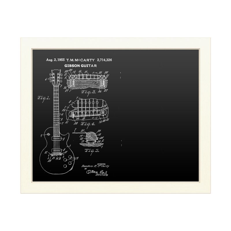 Trademark Fine Art Functional Chalkboard with Printed Artwork - Claire Doherty '1955 Mccarty Gibson Guitar Patent Black' Chalk Board Wall Sign, 1 of 6