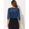 Allegra K Women's Elegant 3/4 Sleeve Sheer Floral Lace Cropped Bolero Shrugs - 4 of 4