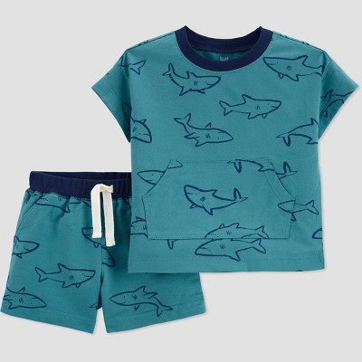 Carter's Just One You® Baby Boys' Shark Top & Bottom Set - Teal 12M