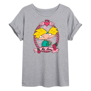 Women's - Hey Arnold! - Valentine's My Love Oversized Graphic T-Shirt - 1 of 4