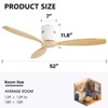 Sofucor 52'' Flush Mount Ceiling Fan without Lights Remote Control Wood Blades Reversible DC Motor Modern White Wood Ceiling Fan Indoor Outdoor - 3 of 4