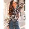 Coolmee Women Lace Sheer Long Sleeve Floral Mesh Mockneck Cute Going Out Tops Fall Fashion Outfits Clothes - 2 of 4