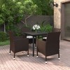 vidaXL Patio Dining Set Outdoor Table and Chair Set Poly Rattan and Glass - Brown 31.5" Table Length 4 Items - 2 of 4